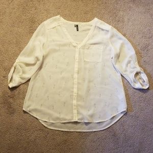 maurices Button-up Blouse Cocktail Print